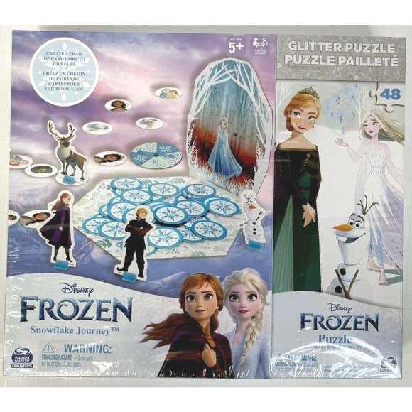 Disney Frozen II, Game and 48-Piece Glitter Puzzle Kids Ages 5+ Educational NEW - Picture 1 of 2